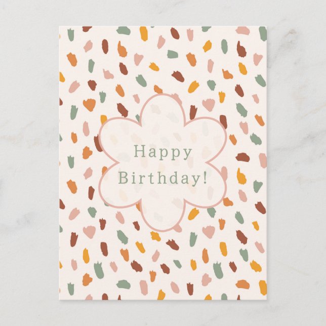 Postale Carte d'anniversaire joyeuse et colorée. (Devant)