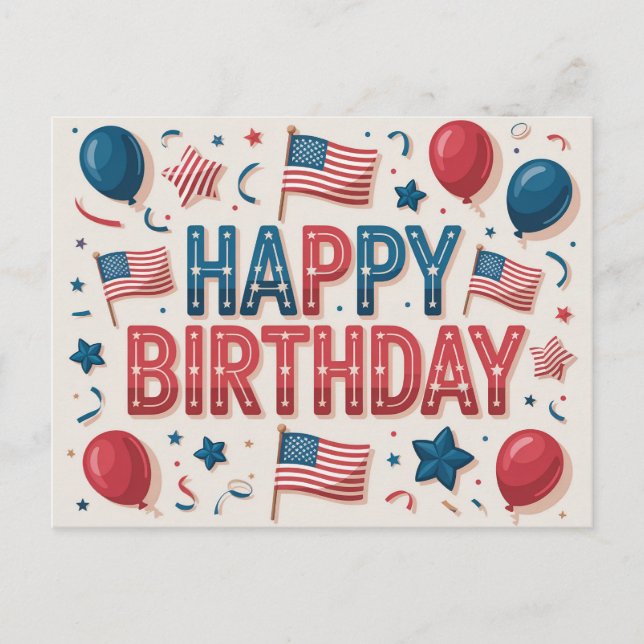 Postale Carte d'anniversaire joyeuse sur le thème de l'amé (Devant)