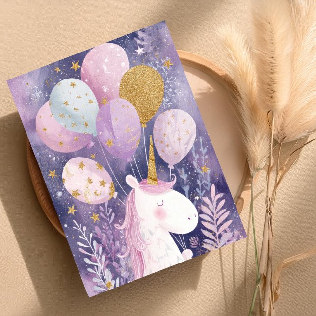 Postale Carte d'anniversaire licorne élégante – Pastel et  (Créateur téléchargé)