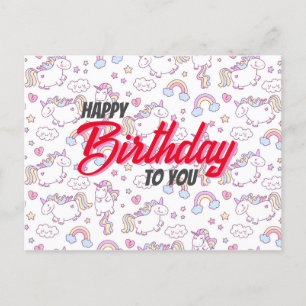 Postale carte d'anniversaire licorne mignonne 