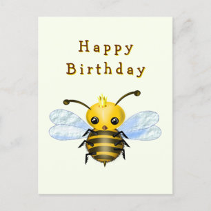 Postale Carte d'anniversaire Little Queen Bee