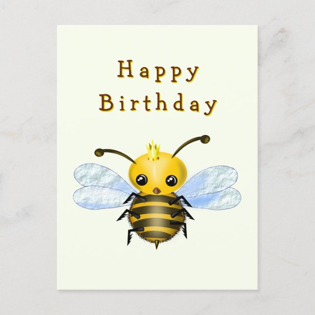 Postale Carte d'anniversaire Little Queen Bee (Devant)