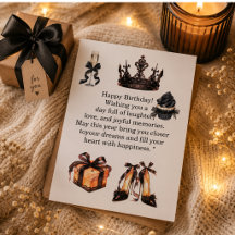 Carte d'anniversaire Luxe Noir et Or pour Elle | É