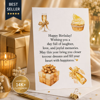 Postale Carte d'anniversaire Luxe Or pour Elle | Élégant J