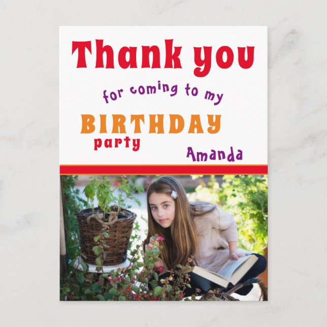 Postale Carte d'anniversaire Merci avec Photo (Devant)