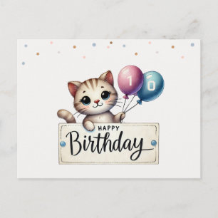 Postale Carte d'anniversaire mignonne avec Happy Cat et Ba