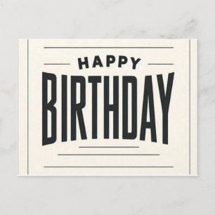 Postale Carte d'anniversaire minimaliste joyeuse - Typogra