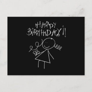 Postale Carte d'Anniversaire, Noir avec graphique blanc