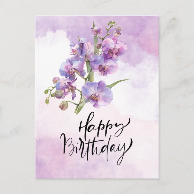 Postale Carte d'anniversaire orchidée violette - Elégante  (Devant)