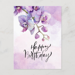 Postale Carte d'anniversaire orchidée violette - Elégante 