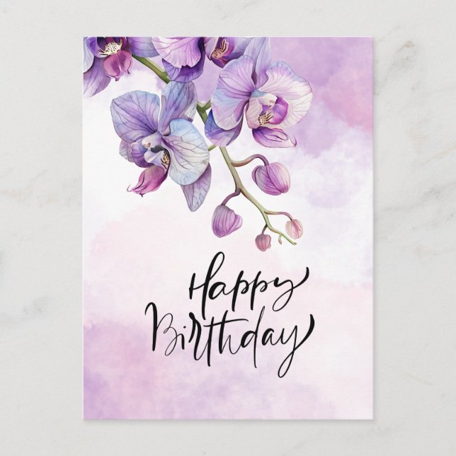 Postale Carte d'anniversaire orchidée violette - Elégante  (Devant)
