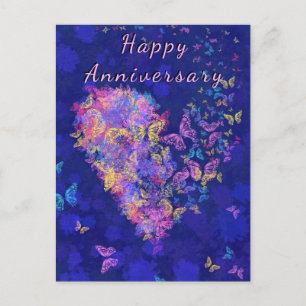 Postale Carte d'anniversaire papillon cœur - Amour
