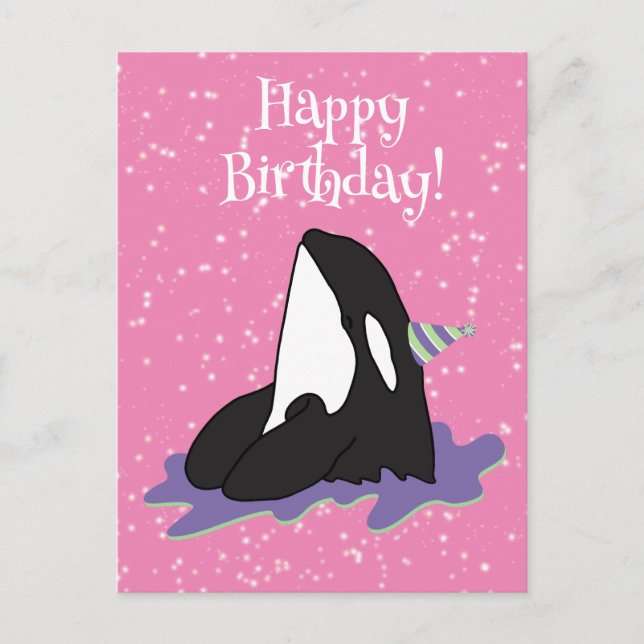 Postale Carte d'anniversaire personnalisable Orque Baleine (Devant)
