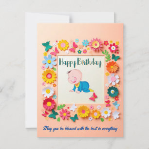 Postale Carte d'anniversaire personnalisée du cadre floral
