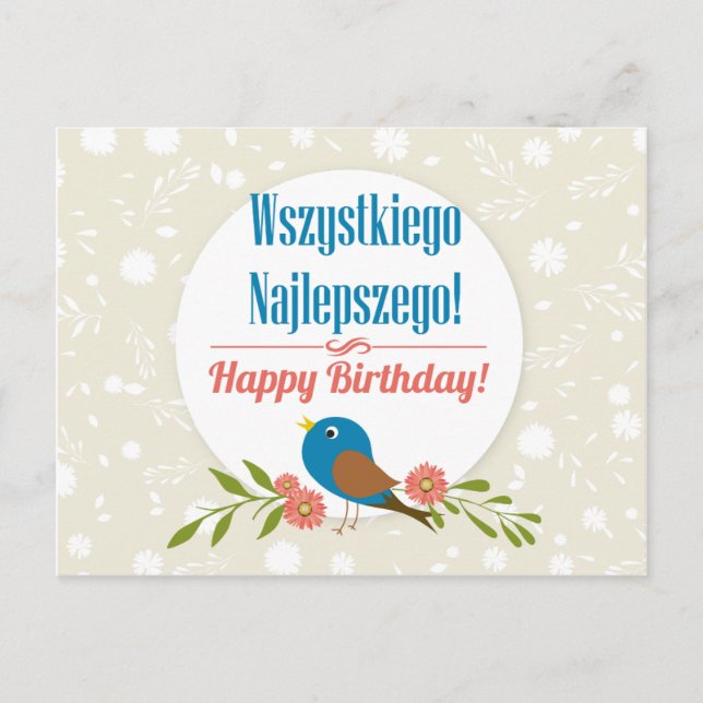 Postale Carte d'anniversaire polonaise (Devant)