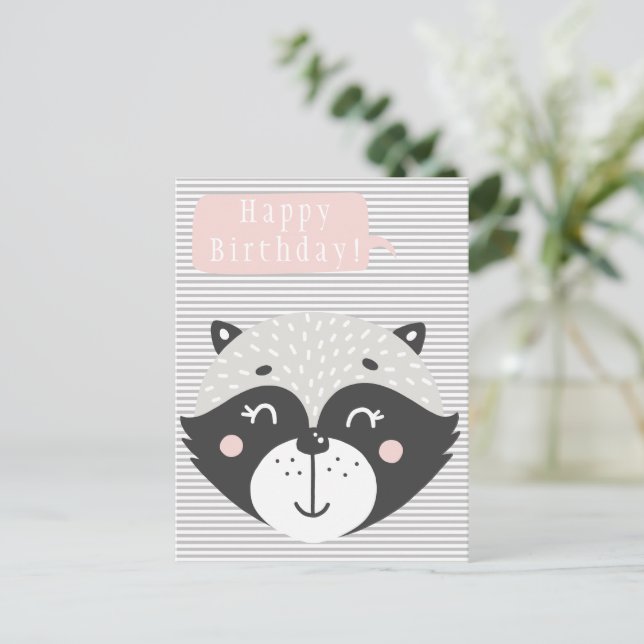 Postale Carte d'anniversaire pour enfants avec de mignons  (Debout devant)