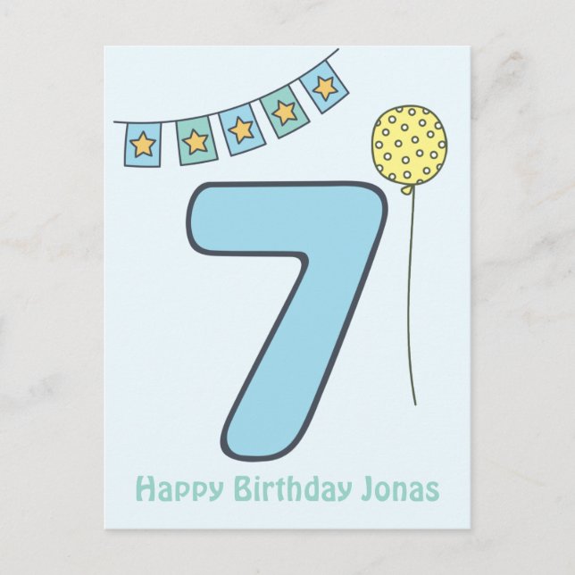 Postale Carte d'anniversaire pour les 7 ans de jolis enfan (Devant)