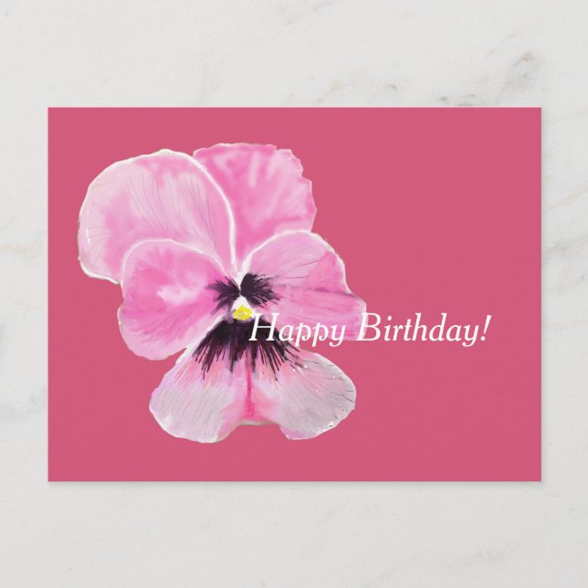 Postale Carte d'anniversaire rose Pansy (Devant)