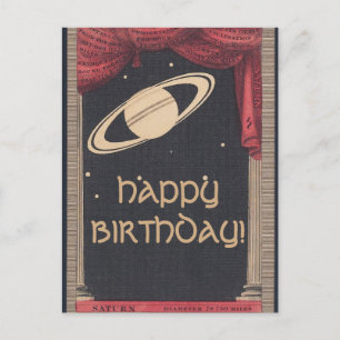 Postale Carte d'anniversaire Saturn Astronomie vintage