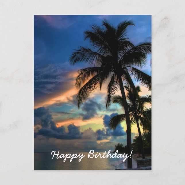 Postale Carte d'anniversaire Tropical Sunset Paradise (Devant)