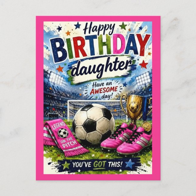 Postale Carte d'anniversaire vibrante pour fille sur le th (Devant)