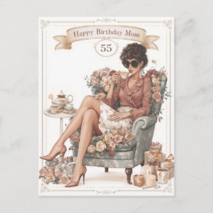 Postale Carte d'anniversaire vintage pour maman avec âge p