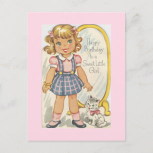 Postale Carte d'anniversaire vintage Sweet Girl