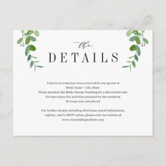 Postale Carte d'annonce de mariage à feuillage de verdure 