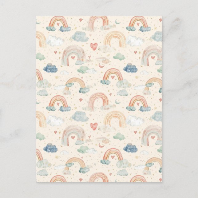 Postale Carte d'annonce de naissance bébé aquarelle pastel (Devant)