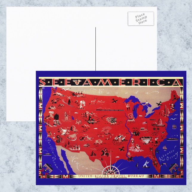 Postale Carte d'Antiquité vintage États-Unis d'Amérique, É (Créateur téléchargé)