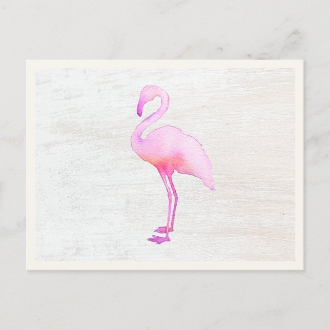 Postale Carte d'appel de Flamant rose d'aquarelle rose (Devant)