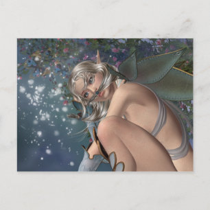 Postale Carte d'art fantastique - Fée préoccupée - Art de