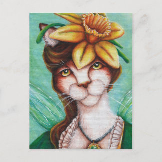 Postale Carte d'art pour chats de fleur de jonquille