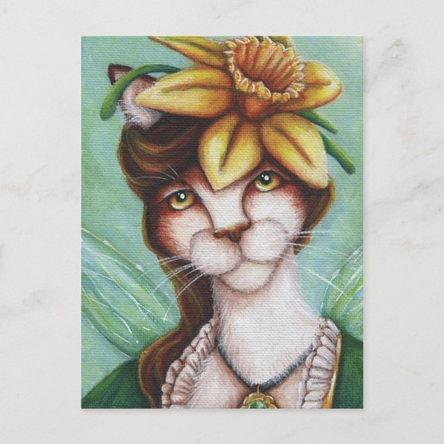 Postale Carte d'art pour chats de fleur de jonquille (Devant)