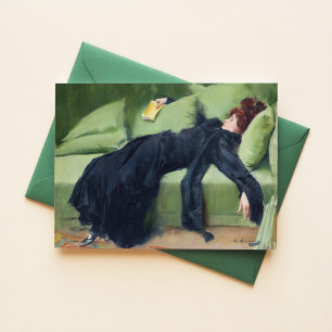 Postale Carte d'art Vintage Ramon Casas, jeune femme décad