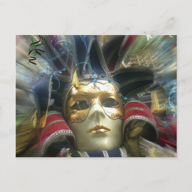 Postale Carte d'artiste de Bouffon du Carnaval de Venise (Devant)