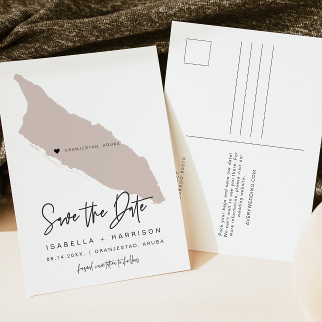 Postale Carte d'Aruba QUINN Enregistrez la date *Cœur mobi (Créateur téléchargé)