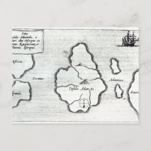 Postale Carte d'Atlantis, de 'Mundus Subterraneus'