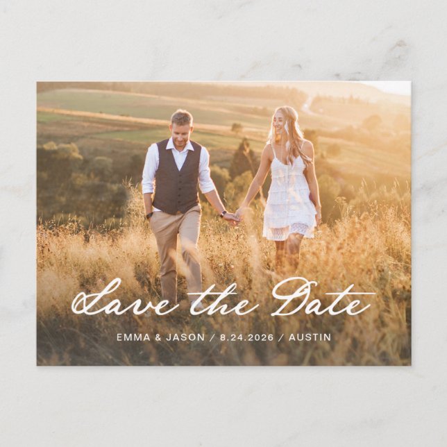Postale Carte d'attente romantique | Photo et code QR pour (Devant)
