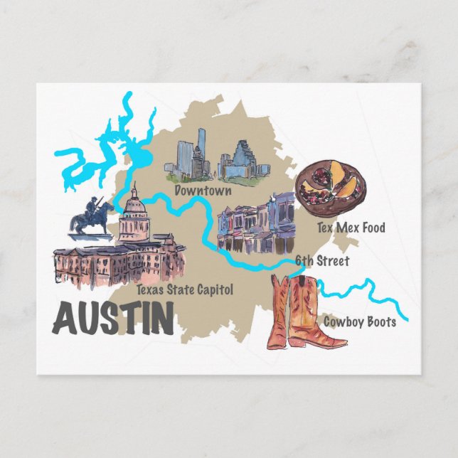 Postale Carte d'Austin Texas (Devant)
