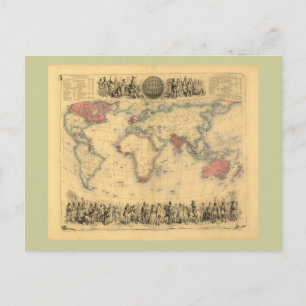 Postale carte de 1850's d'Empire Britannique dans le monde