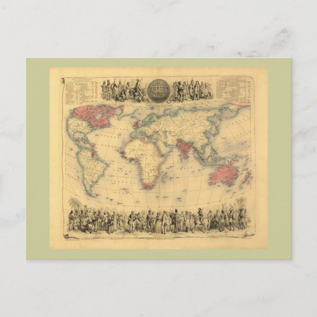 Postale carte de 1850's d'Empire Britannique dans le monde (Devant)