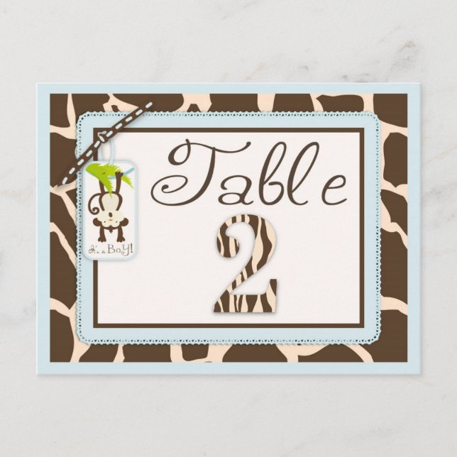 Postale Carte de Baby shower Safari Monkey Poster de anima (Devant)