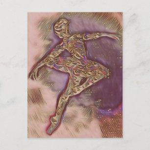 Postale Carte de ballerine abstraite rose et or