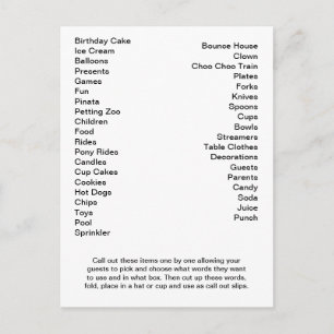 Postale Carte de Bingo Anniversaire Fête Appel Out Mots