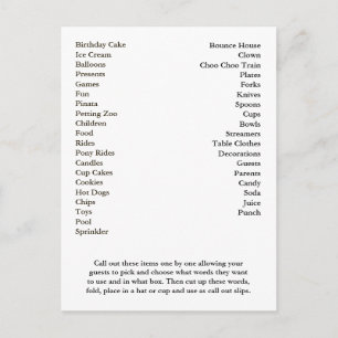 Postale Carte de Bingo Anniversaire Fête Appel Out Mots