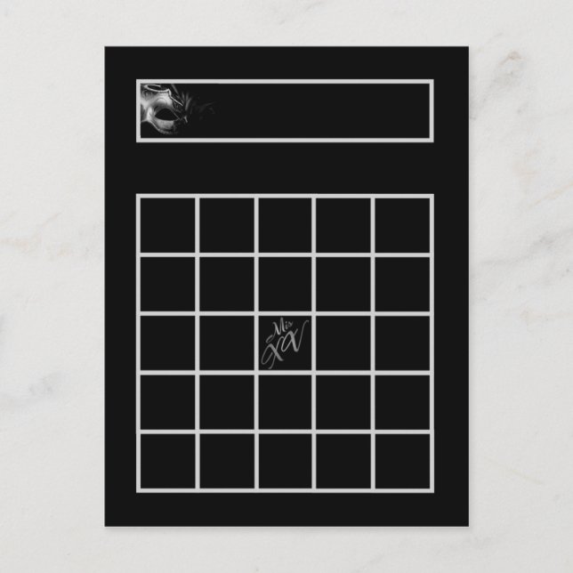 Postale Carte de Bingo écrite Mis XV Argent Noir (Devant)