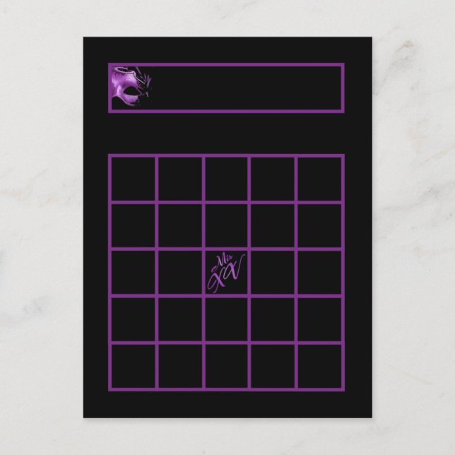 Postale Carte de Bingo écrite Mis XV violet Lilac noir (Devant)