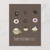 Carte de Bon Anniversaire Café Friandises Nom