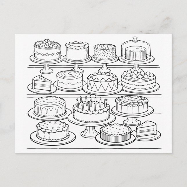 Postale Carte de Bonne Anniversaire à Colorier (Devant)